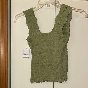 Green free people Textured Sleeveless Top
